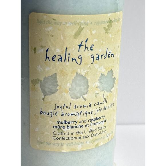 The Healing Garden Joyful Aroma Candle Mulberry and Raspberry Light Blue USA - Picture 2 of 5